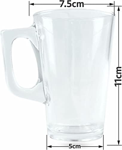 LORD CIG Latte Glasses with Handle Temperature Resistant Mugs Premium Cafe Glass Set Ideal for Drinking Cappuccino Milk Juice Ice Cream Latte Espresso and Hot Coffee Chocolate 240ml (Pack of 2)