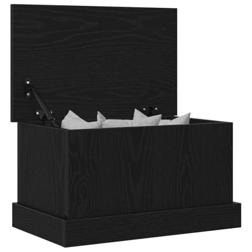 Vidaxl Caja De Almacenamiento Roble Negro 50 X 30 X 28 Cm, Baúl Rectángulo Para Sala, Resistente, Decorativo, Gran Capacidad, Organizador Moderno, Artículos Para El Hogar