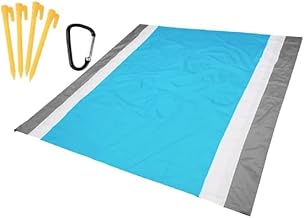 Perpetual XXL Large Beach Mat with Travel Bag, Waterproof, Pegs, Quick Drying Swimming Pool, Picnic Blanket, Camping Giant Van 140 x 200 cm (Blue)