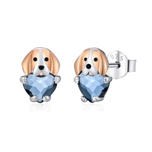 Image of 925 Sterling Silver Dog Earrings Cute Animal Puppy Stud Earrings Dog Jewelry Gifts for Women Girls Pet Lover Hypoallergenic Earrings for Sensitive Ears