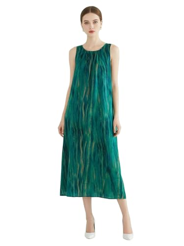 Robe en soie verte esprit bohème chic et artistique imprimé jacquard floral midi