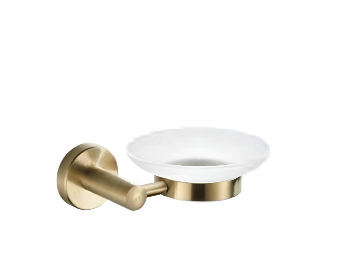 Housler® Brushed Brass Round Bathroom Accessories (Gold) (Round Soap Dish)