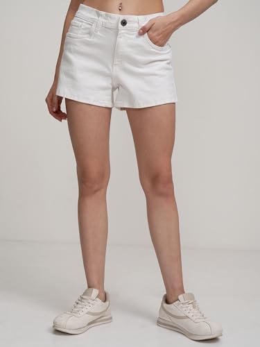 Image of Tokyo Talkies Women's Regular Fit Denim Shorts | Stretchable Shorts