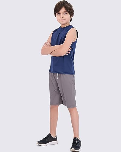 Real Essentials 5 Pack: Boys Active Quick Dry Fit Tank Top Tops Shirts Boy Tshirts Kids Muscle Tees Summer Tanks Jersey Sleeveless Sports Gym Workout Running Athletic Undershirt Breathable Hiking Set 2,Xl thumb #4