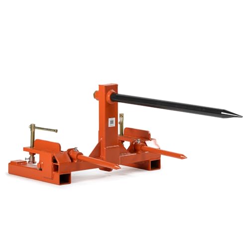 Titan Attachments Clamp-On Hay Spear Frame, 36" Conus 2 Hay Bale Spear and Stabilizer Spears Included, 3,000 LB Capacity, Universal Fit for Bucket Attachments