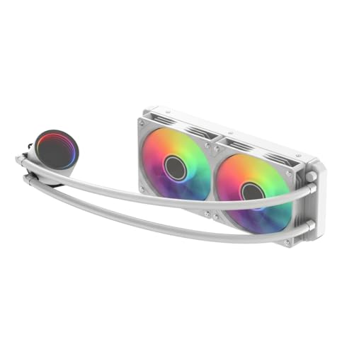 IONZ Watercooler AIO CPU Cooler, Reliable and Affordable All in One Watercooling for desktop PCs, Quiet and Efficient Cooling, AMD and Intel Support with ARGB Fans (White, 240 mm) Bulk Packed