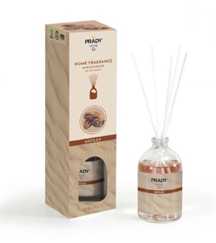 Prady - Mikado Ambientador Dátiles 100 ml – Aroma Dulce y Exótico para el Hogar – Difusor de Varillas Duradero para Salón, Baño y Dormitorio