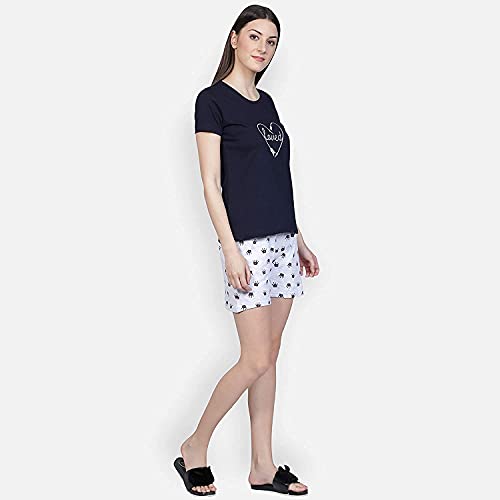 Image of Club A9 Women Cotton Regular Fit T-Shirt and Shorts Night Suit | Two Piece Set (Lime Green)