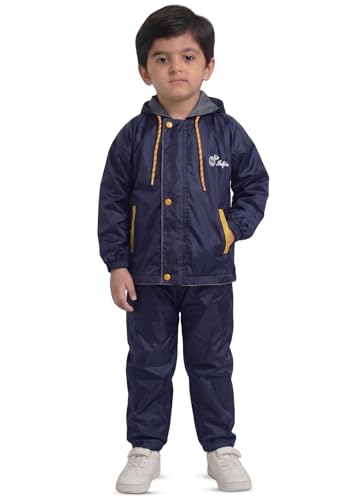 Image of Boys Boys Solid Polyester Raincoat and Elastic Pant Set
