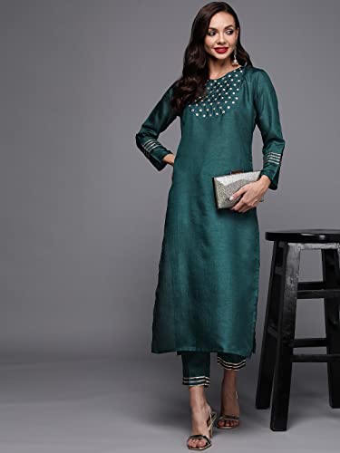 Image of INDO ERA Women's Polyester Solid Straight Kurta with Pant Set (IEIEI9116)