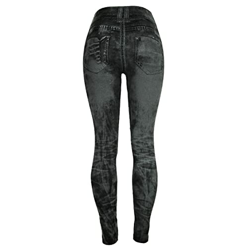 Womens Denim Print Leggings Fake Jeans Seamless High Waist Full Length Ripped Tights Elastic Slim Fit Gym Yoga Pants2