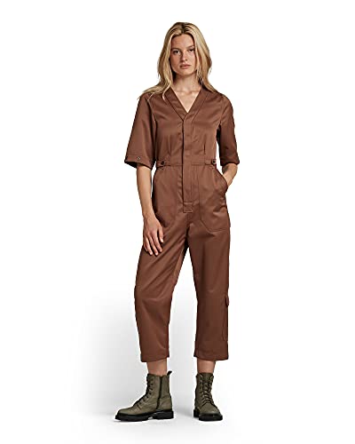 G-Star Raw V-Neck Jumpsuit Short Sleeve, Mono Para Mujer, Marrón Medium Clay D20063-C657-C627 , Xxs