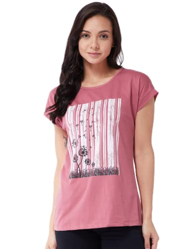 Image of Modeve Women Printed Cotton Blend Half Sleeve Round Neck T-Shirt for Summer