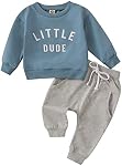 Toddler Baby Boy Outfit LITTLE DUDE Letter Long Sleeve Sweatshirts Long Pants Fall Spring Clothes