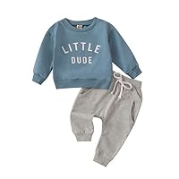 Baby Boy Kleidung Set Kleinkind Kleidung Set Brief Print Pullover Sweatshirt Hosen Outfits Baby Trainingsanzug Langarm T-Shirt und Hosen Kleine Kinder (Schatz Blau, 6-12 Monate/80cm(31.50in))