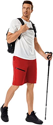 Men's Quick Dry Lightweight Stretch Cargo Hiking Shorts With 6 Pockets Red Large #TOP4