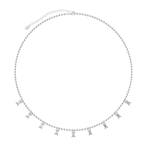 Collier en argent 925 pour femme chic en soirée avec pendentif rectangulaire