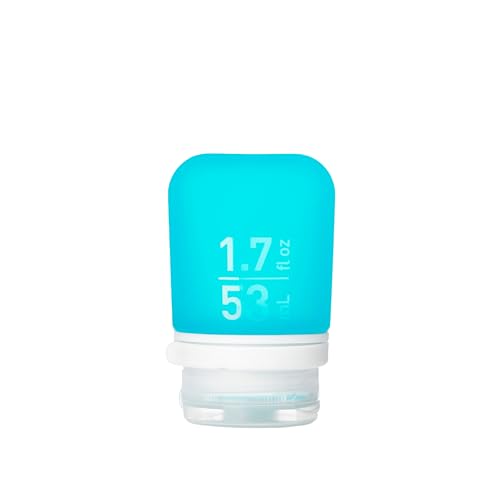 Image of humangear GoToob+ (Small) | Refillable Silicone Travel Bottle | Locking Lid | Food-Safe Material | Aqua, Small (1.7 fl.oz; 53ml)