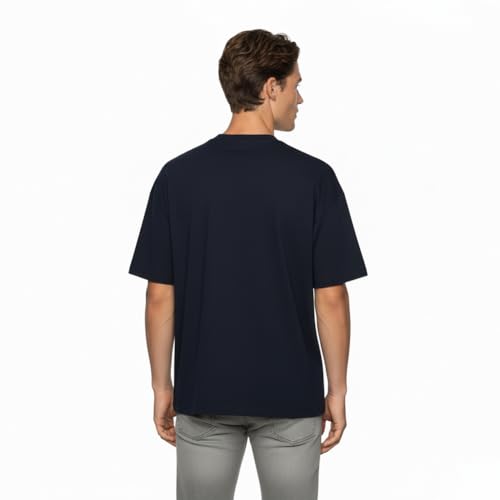 Image of Van Heusen Men's Premium Cotton Oversized Drop Shoulder Brand Logo T-Shirt