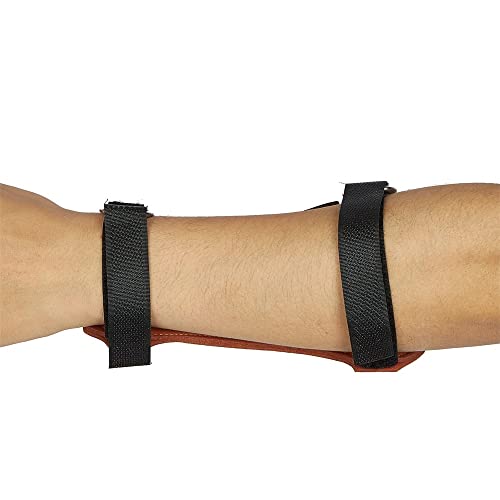 Toparchery Leather 2 Straps Arm Guard & 3 Finger Protective Gloves For Recurve Compound Long Bow Hunting Shooting Brown #TOP7
