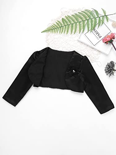 Kids Girls Long Sleeve Bolero Shrug Jacket Cardigan for Formal Dress Wedding Party Flower Sweater Dress Cover Up Black 12-18 Months3