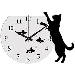 CONCHLERY Cat Wall Clock Fish Tank Non Ticking Clock Irregular Shape Decorative Clocks Forest item