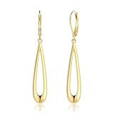 ALEXCRAFT Pendientes colgantes de plata de ley 925 para mujer, chapados en oro de 14 quilates, hipoalergénicos, ligeros, con cierre de palanca, aretes de gota de agua para mujer, joyería bohemia de