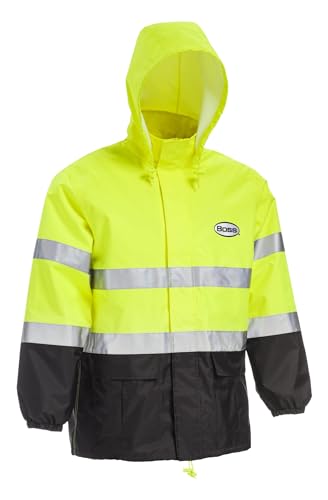 Boss Unisex High Visibility ANSI Class III Rain Suit Jacket and Bib, Water Resistant3