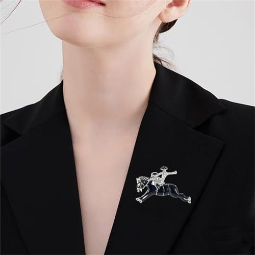 Image of Dreuyet Horse Brooch Pin Horse Racing Suit Lapel Pin for Women Men Rhinestone Antique Gold Horse Animal Brooch Clothing Outfits Accessory Jewelry