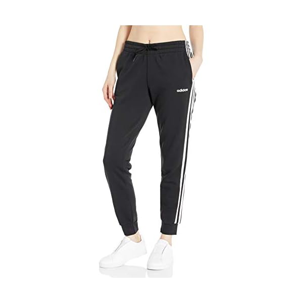 adidas-Womens-Essentials-3-Stripes-Tricot-Joggers adidas Women's Essentials 3-stripes Tricot Pant, Black/White, Small