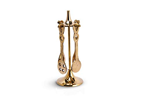 Shripad Steel Home Miniature Brass Spoon Stand (Kids Toy) - for Real Cooking