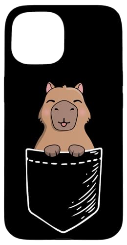 Cute Kawaii Meme Lover Kids Pocket Capybara Cartoon Carcasa para iPhone 15