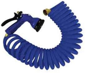 Whitecap 15' Blue Coiled Hose w/Nozzle & 3/4" Male/Female Brass Fittings - P-0440B (P-0440B)