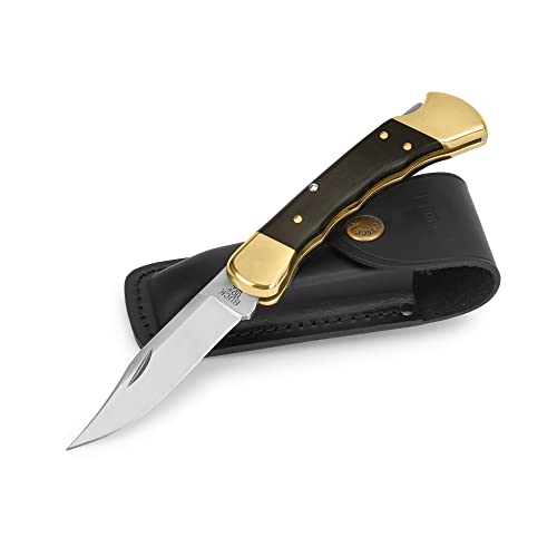 Buck Knives 110 Folding Hunter Knife With Finger Grooves And Leather Sheath #TOP2