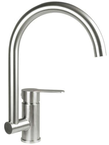 Kitchen Sink tap with a Fixed spout from Deante Lupo - Brushed Steel - BLU_F62M