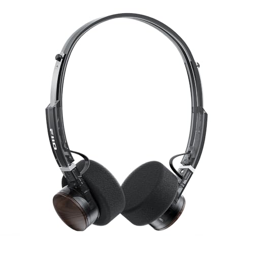 FiiO EH11 Retro On-Ear Bluetooth Headphones, LDAC Hi-Res Wireless, Lightweight 92g, 30H Playtime, Dual Device Connection, App EQ & Gaming Mode, Built-in Mic (Transparent Black)