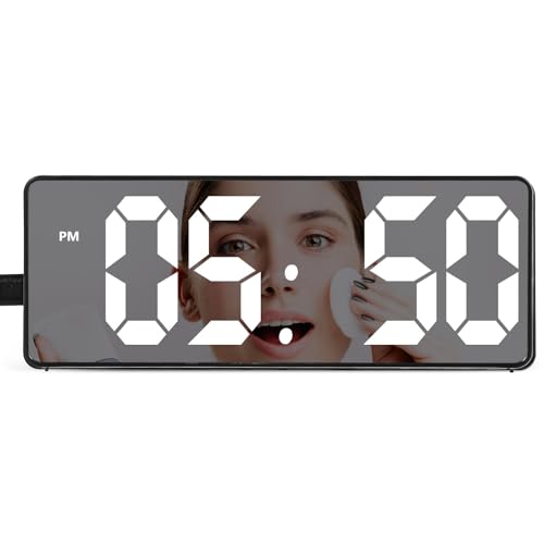 HOMOCONO Reloj Despertador Digital LED de Escritorio con Función de Alarma y Pantalla Clara, Material Plástico Negro Adecuado para Dormitorio y Oficina