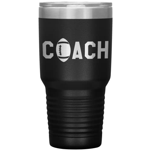 JFWcreations Football Coach Tumbler - Football Coach Gift 30oz Insulated Engraved Stainless Steel Football Coach Cup Black