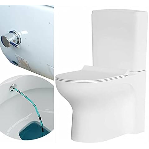 Ekershop VENÜS NANO Spülrandlos STAND Dusch Taharet Wc integr. Ventil mit Absenkautomatik Deckel, Keramik Spülkasten mit Geberit Einsatz, Weiß Cover