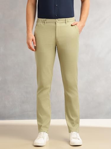 Image of Thomas Scott Men's | Straight Fit | Mid-Rise | Solid | 4 Pockets | Woven | Chinos Trouser