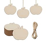 DESCRIPTION: Material: Wood. Size: Approx. 2x1.78x0.1 inch / 5x4.5x0.25 cm. Made of good natural wood with ropes, laser cut and polished. FEATURE: Wooden blank mini apple shaped design hanging ornaments, with a hole and rope, can be used for hanging ...