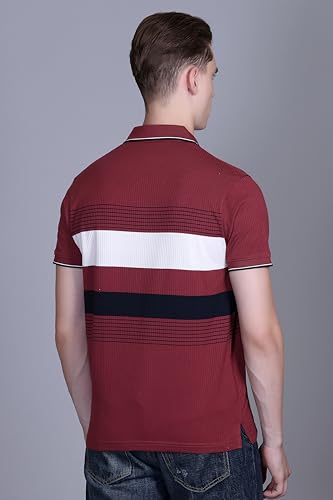 Image of SANE ORIGINALS T-Shirt for Men with Pocket || Textured Striped Polo for Men