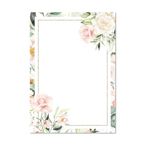 《rose frame》A4 50枚 OA用紙 メニュー用紙 コピー 印刷可 背景紙 包装紙 ブックカバー かわいい おしゃれ
