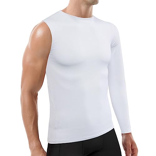 Mens One Arm Sleeve Compression Shirt 1/2 Long Sleeve Base Layer Sports Workout Basketball Top2