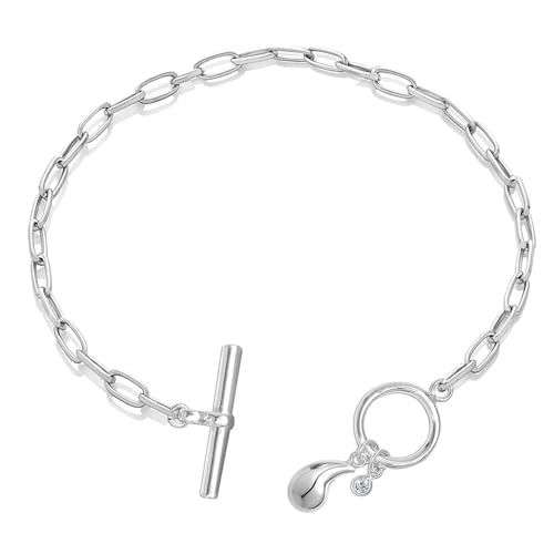Image of TRUESILVER ACPL 925 Sterling Silver Bracelet for Women | BIS Hallmarked T-Bar Interlock Link Chain Bracelets Gift for Anniversary Wedding Birthday