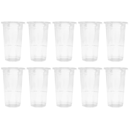 MOKKHNB 50個 透明使い捨てプラスチックカップ 蓋付き ジュース 冷たい飲み物用 飲料カップ 食品グレード素材 パーティーやイベン 再利用可能