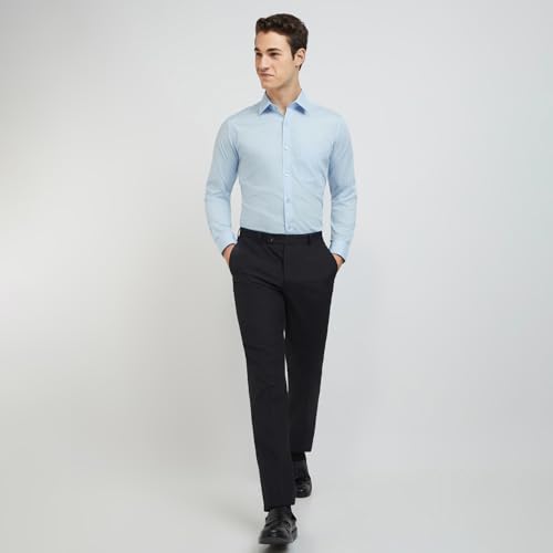 Image of Raymond Men Slim Fit Solid Pattern Pure Cotton Semi Cut Away Collar Full Sleeve Formal Shirt