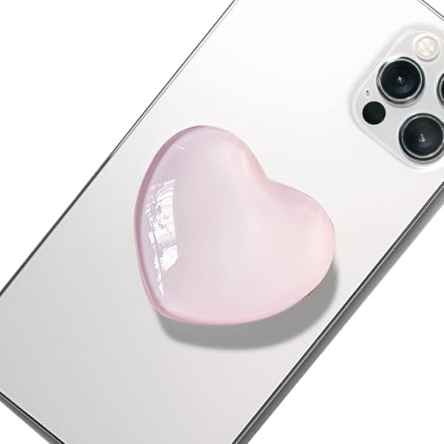 OUDQFCJ Support Téléphone Rétractable avec Poignée en Verre en Forme de Cœur, Compatible avec Smartphone, Base Extensible pour Téléphones Portables (poudré)