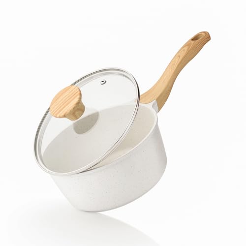 SENSARTE 片手鍋20cm IH/ガス対応 味噌汁 鍋 ソースパン 焦げ付かない ーブルコーティング 洗いやすい 高熱効率 離乳食 有害物質不使用 一年保証 ホワイト