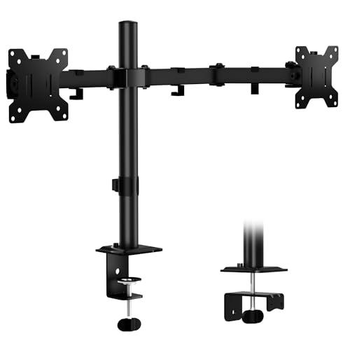 Image of ERGOMAKER Fully Adjustable Dual Monitor Arm for 2 Screens up 13 inch to 27 inch | Heavy Duty Dual Monitor Mount for Desk,two mounting options